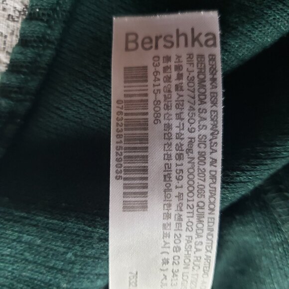 Bershka Green Ribbed Crop Mock Turtleneck Long Sleeve Top - Picture 12 of 14